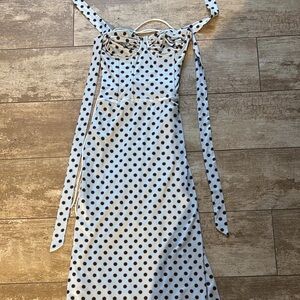 Peppermayo Blue and Brown Polka Dot Dress